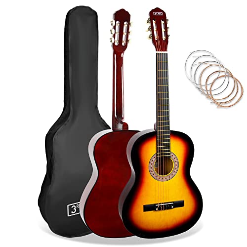 3rd Avenue Full Size 4/4 Klassische Gitarre Mit Spanischen Nylonsaiten, Einsteigerpaket – Sunburst von 3rd Avenue