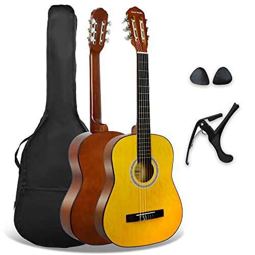 3rd Avenue XF 3/4 Flamencogitarren-Starterset in Junior-Größe für Kinder, Konzertgitarre mit Nylonsaiten, mit Gigbag, Kapodaster und Plektren – in Natur von 3rd Avenue