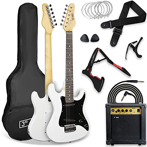 3rd Avenue XF 3/4 Größe E-Gitarre Ultimate Kit mit 10W Amp, Kabel, Ständer, Gigbag, Gurt, Ersatzsaiten, Plektren, Kapodaster - Weiß von 3rd Avenue
