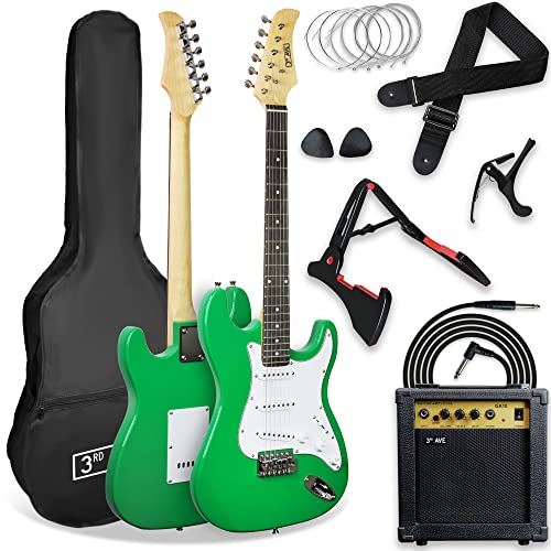 3rd Avenue XF Full Size 4/4 E-Gitarre Ultimate Kit Mit 10-W-Verstärker, Digitalem Stimmgerät, Kabel, Ständer, Gigbag, Gurt, Ersatzsaiten, Plektren, Kapodaster - Grün 3rd Avenue XF Full Size 4/4 E-Gitarre Ultimate Kit Mit 10-W-Verstärker, Digitalem Stimmgerät, Kabel, Ständer, Gigbag, Gurt, Ersatzsaiten, Plektren, Kapodaster - Grün von 3rd Avenue