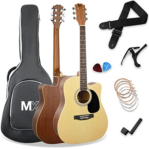 MX von 3rd Avenue Performance-Serie, Westerngitarre in Normalgröße, Gitarrenset mit Cutaway und Fichtenholzdecke in Natur von 3rd Avenue