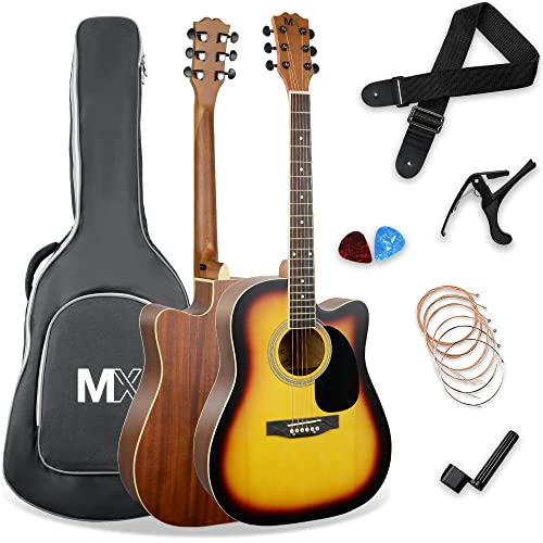 MX von 3rd Avenue Performance-Serie, Westerngitarre in Normalgröße, Gitarrenset mit Cutaway und Fichtenholzdecke in Sunburst von 3rd Avenue