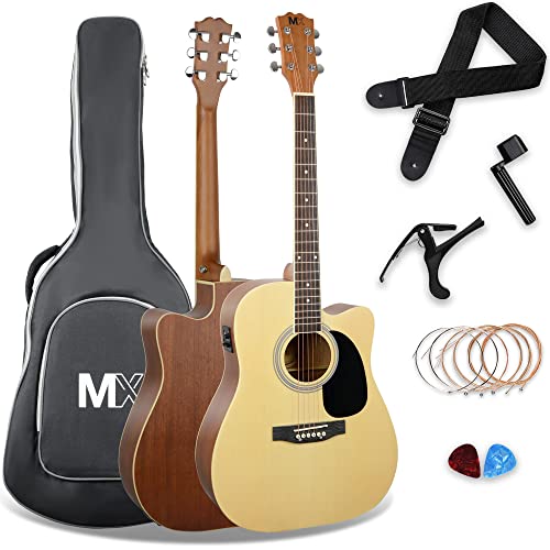 MX von 3rd Avenue Performance-Serie, elektroakustische Westerngitarre in Normalgröße, Gitarrenset mit Cutaway und Fichtenholzdecke in Natur von 3rd Avenue