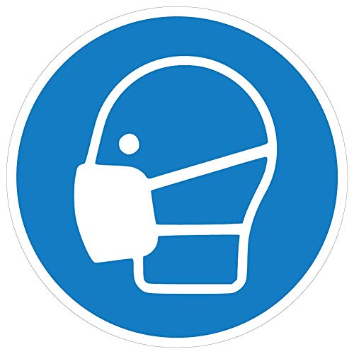 Mundschutz tragen, Hinweis-Aufkleber, 10 cm rund, vinyl Mundschutz tragen, Hinweis-Aufkleber, 10 cm rund, vinyl von 4-prints