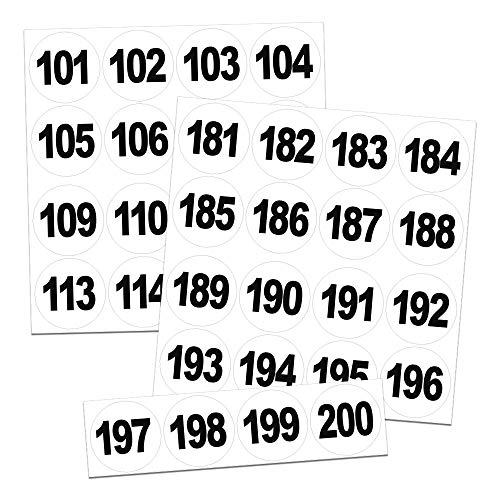 Runde Zahlenaufkleber Nr. 101-200, Größe: 60 mm, vinyl, schwarz/weiß Runde Zahlenaufkleber Nr. 101-200, Größe: 60 mm, vinyl, schwarz/weiß von 4-prints
