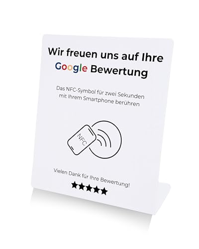 Bewertung Aufsteller für Rezensionen mit NFC-Chip | Vorprogrammiert zum Sofortstart | Mehr Rezensionen gewinnen - weiß von 4.0 COMMERCE
