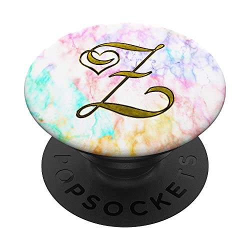 Gelbes Herz, Buchstabe Z, Regenbogenfarben, Anfangsnamen PopSockets mit austauschbarem PopGrip von 401Merch Abstract Cute Pretty Aesthetic Monograms