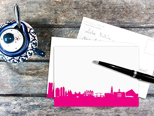 44spaces Postkarte mit Pinker Amsterdam - Silhouette - City Postcards von 44spaces