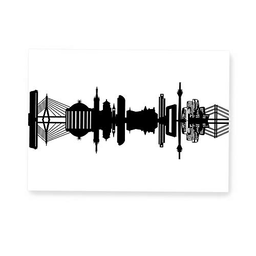44spaces Postkarte mit schwarzer DÜSSELDORF - Silhouette - City Skyline Postcards von 44spaces