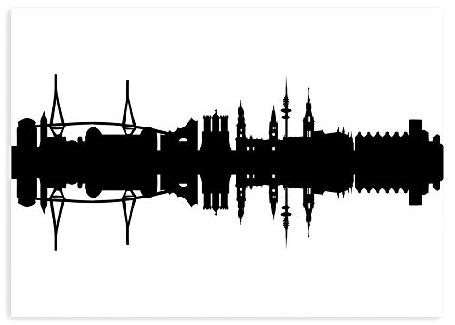 44spaces Postkarte mit schwarzer HAMBURG - Silhouette - CITY SKYLINE POSTCARDS von 44spaces