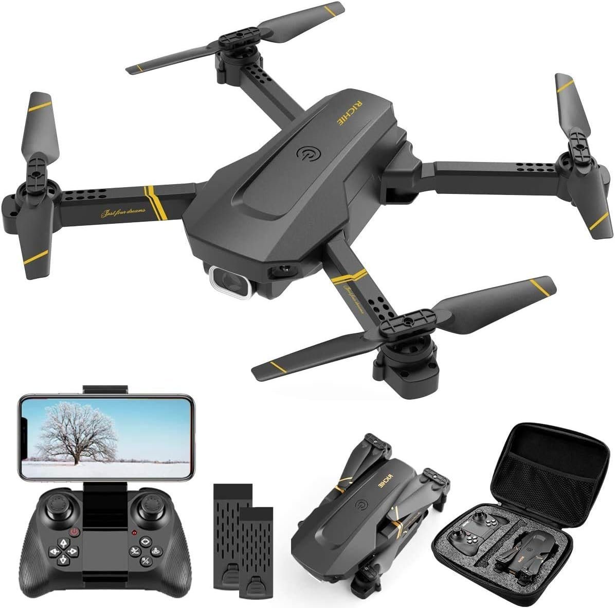 4DRC V4 für Kinder & Anfänger, 32 Minuten Flugzeit, klappbarer Quadcopter Spielzeug-Drohne (1080P HD, FPV-Live-Video, Trajektorienflug, optischer Fluss, Höhenhaltung) von 4DRC