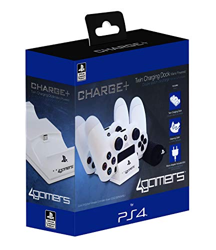 4Gamers PS4 Twin Charger with Cleaning Cloth - White von 4Gamers
