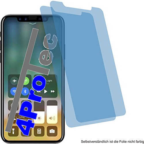 I 2X Crystal Clear klar Schutzfolie für Apple iPhone X Displayschutzfolie Bildschirmschutzfolie Schutzhülle Displayschutz Displayfolie Folie von 4ProTec