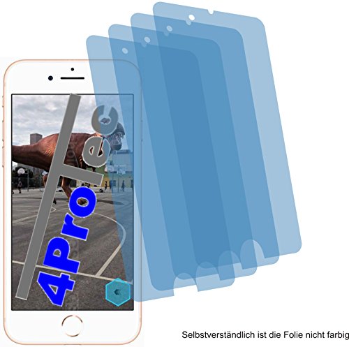I 4X Crystal Clear klar Schutzfolie für Apple iPhone 8 Plus Displayschutzfolie Bildschirmschutzfolie Schutzhülle Displayschutz Displayfolie Folie von 4ProTec