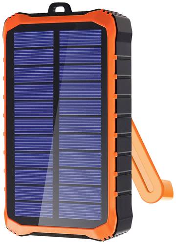 4Smarts Prepper Solar Powerbank 12000 mAh Li-Ion Schwarz, Orange LED Taschenlampe, Outdoor von 4Smarts