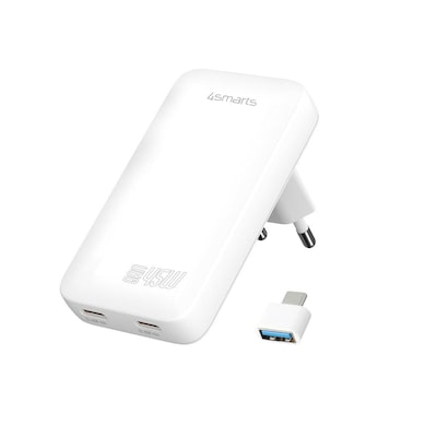 4smarts Netzladegerät FlatPlug Slim Dual 45W GaN 2C, weiß von 4Smarts
