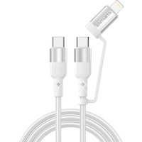 4smarts USB-C/C/ Lightning Kabel ComboCord CL 1.5m textil - weiß von 4Smarts