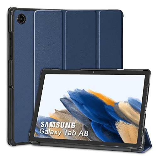 4UBonLife Hülle für Samsung Galaxy Tab A8 10,5 Zoll 2021 SM-X200/X205/X207, Schutzhülle Case Leicht Harten Rückseite Hülle mit Magnetverschluss für Galaxy A8 Tablet Auto Schlaf/Wach, Dunkelblau von 4UBonLife