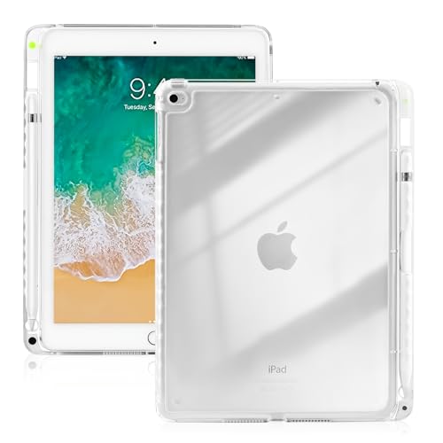 4UBonLife Hülle für iPad 9,7 Zoll 6./5. Generation 2018 2017, Klare Transparent Leicht Schutzhülle, Vergilbungsbeständig, Hartacryl Rückseitenschale, Stoßfeste Smart Case Cover für iPad 5/6, Klar von 4UBonLife