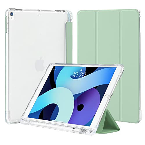 4UBonLife Hülle für iPad 9./8./7. Generation 10,2 Zoll 2021 2020 2019 für iPad Air 3 und iPad Pro 10,5 2017 mit Stifthalter, Dünne Schutzhülle Smart Cover Case mit Weich TPU Rückseite, Mintgrün von 4UBonLife