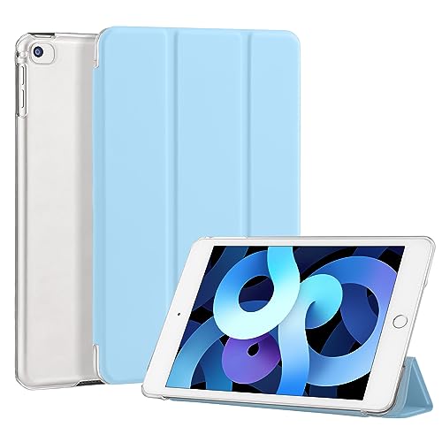 4UBonLife Hülle für iPad Mini 1 2 3 Generation 7,9 Zoll Modell 2014 2013 2012, Dünne Leichte Schutzhülle mit Transluzent Matt Harte Rückenschale Ständer Cover Case für iPad Mini 1 2 3, Hellblau von 4UBonLife