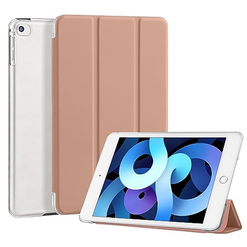 4UBonLife Hülle für iPad mini 1 2 3 Generation 7,9 Zoll Modell 2014 2013 2012, Dünne Leichte Schutzhülle mit Transluzent Matt Harte Rückenschale Ständer Cover Case für iPad mini 1 2 3, Rose Gold von 4UBonLife