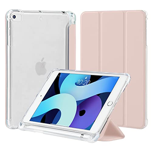 4UBonLife Hülle für iPad Mini 5. 4. Generation 2019/2015 mit Stifthalter, Schutzhülle für iPad Mini 7,9 Zoll Leichte Hülle Weich TPU Transluzent Matt Rückseite Cover Auto Schlafen/Wachen, Rosa von 4UBonLife