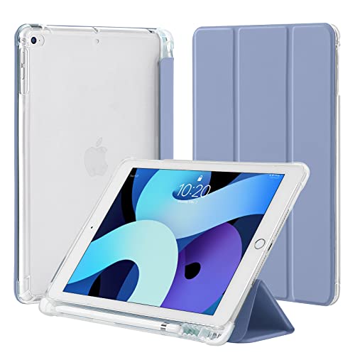 4UBonlife Hülle für iPad 9,7 Zoll 6./5. Generation 2018 2017, für iPad Air 1/2 mit Stifthalter, Schlank Leicht Schutzhülle Weich TPU Transluzent Matt Rückseite Cover für iPad 6/5, Lavendelgrau von 4UBonLife