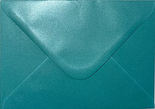 Briefumschläge, 133 x 184 mm, farbig, für Grußkarten, Hochzeitseinladungen und Bastelarbeiten, 50 Stück (Perltürkis) von 4aboxes ltd