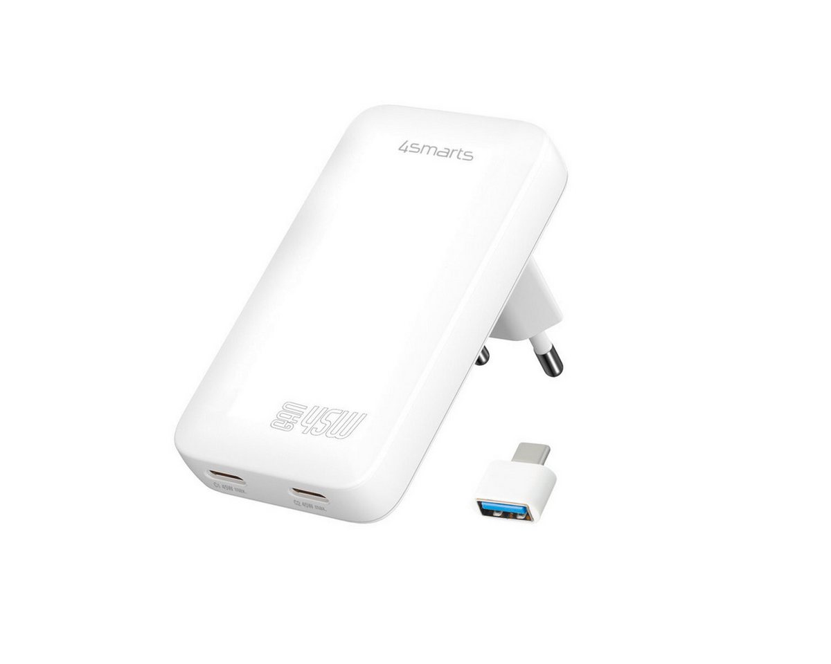 4smarts FlatPlug Slim Dual 45W GaN 2x USB-C USB-Ladegerät (extrem flaches Design) von 4smarts