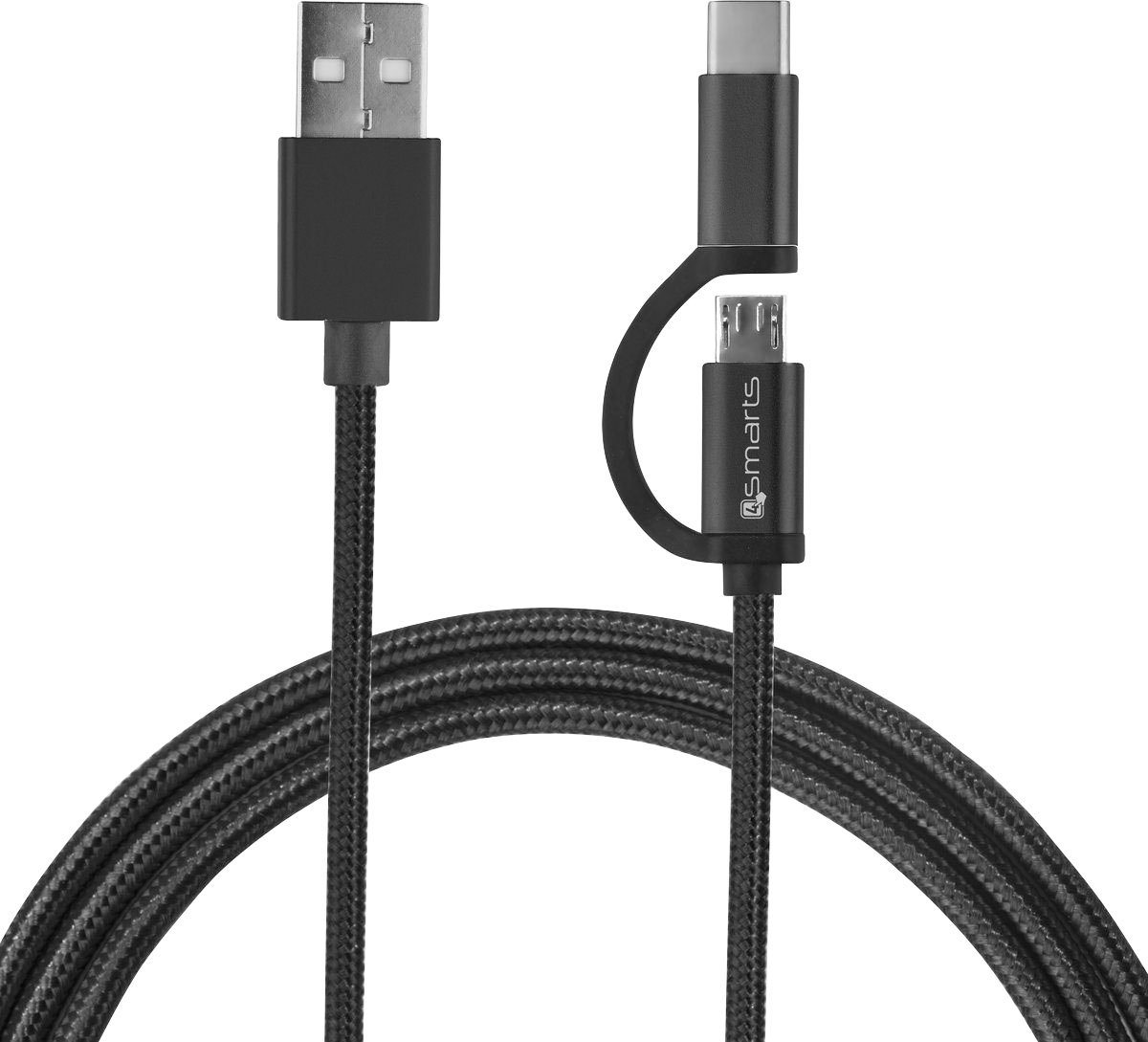 4smarts Micro-USB & USB-C Kabel ComboCord 1m, Textil USB-Ladegerät von 4smarts