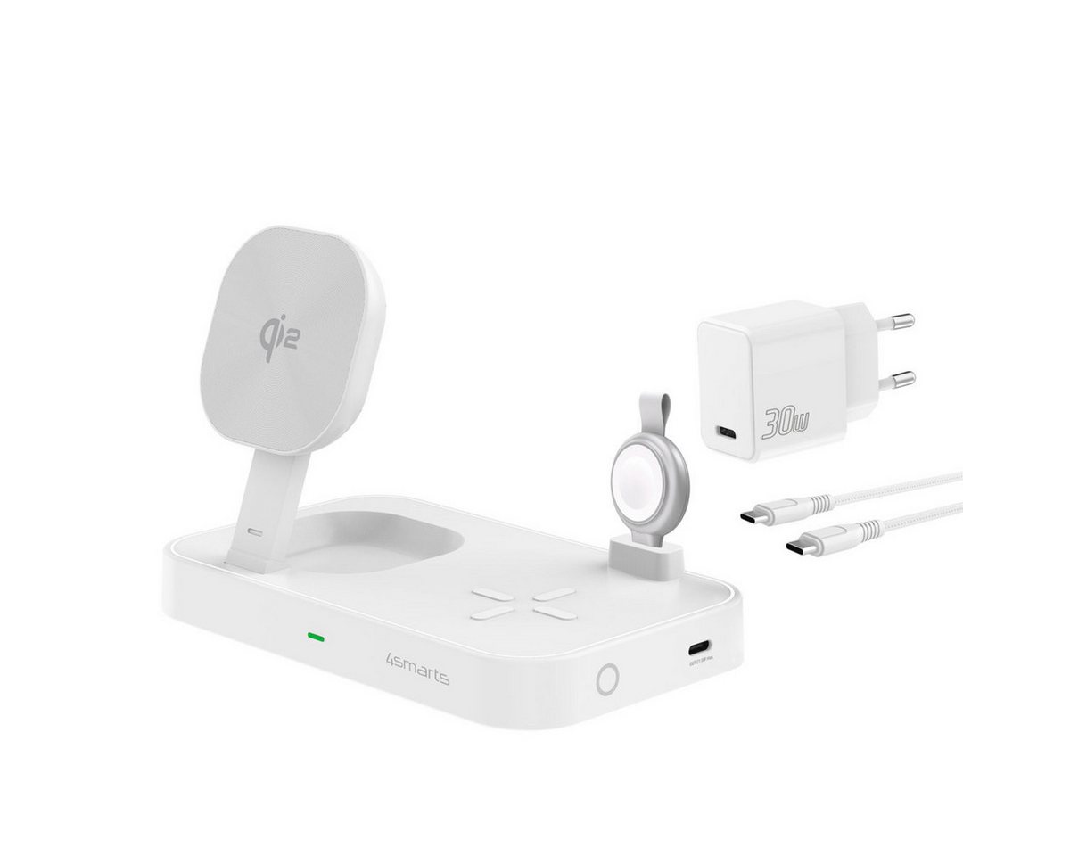 4smarts Qi2 Ladestation Trident mit MFi Fast Charger Wireless Charger (für Apple iPhone, Watch 1/2/3/4/5/6/7/8/9/SE, Ultra, Ultra 2 und iPods) von 4smarts