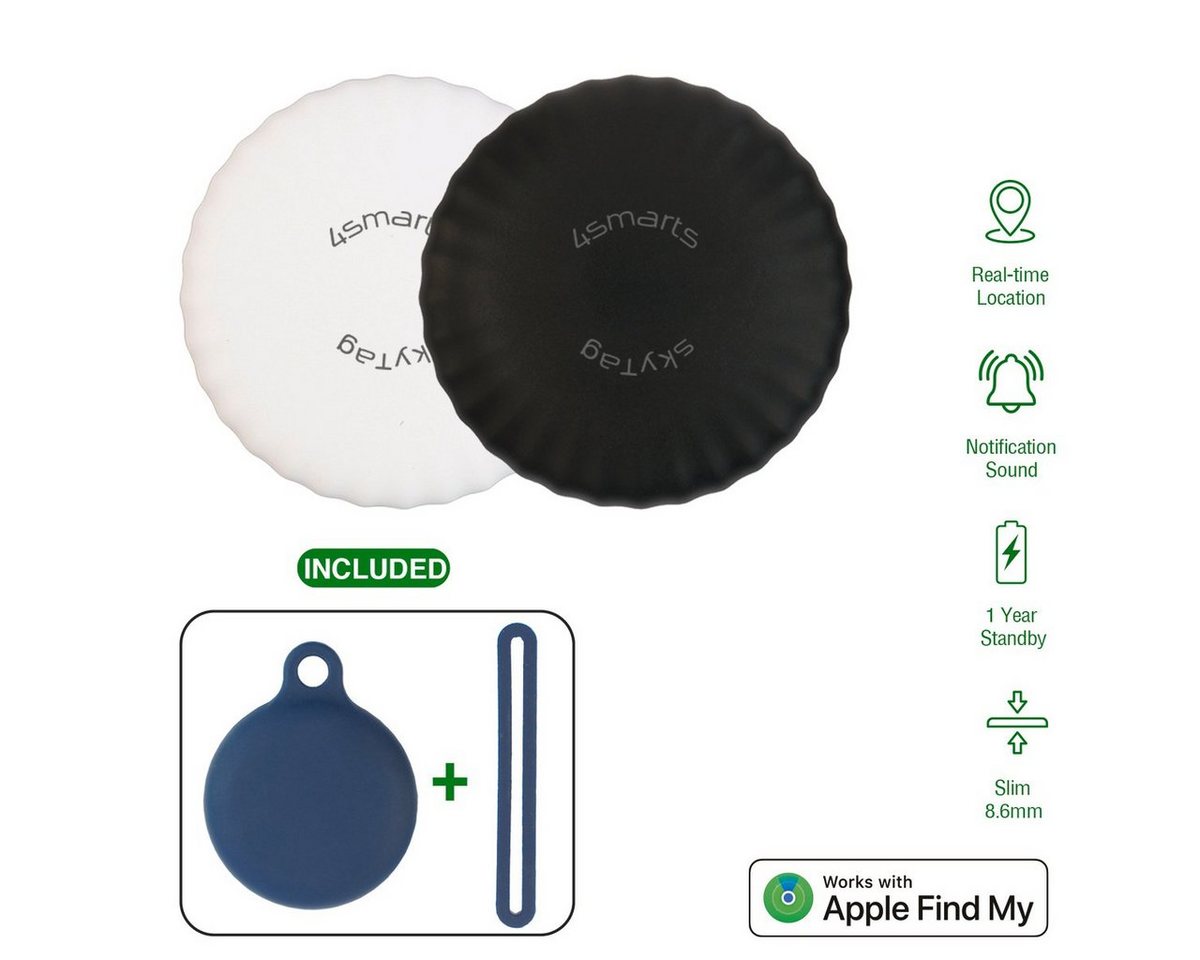 4smarts Standort-Finder SkyTag Slim 2er Set (schwarz, weiß) GPS-Tracker (Wasserdicht) von 4smarts