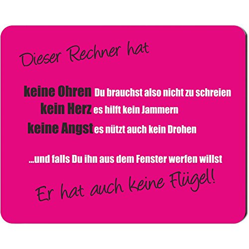 Mousepad -Dieser Rechner hat…- Computer-Zubehör als Geschenkidee zum Geburtstag, witziges Geschenk für sie & ihn, Mauspad mit lustigem Spruch pink von 4you design