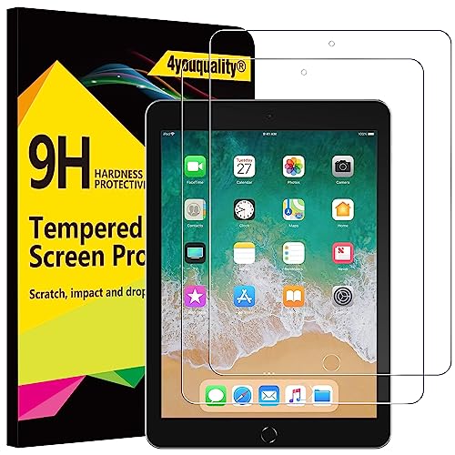 4youquality Displayschutzfolie für iPad 9,7 Zoll (6. / 5. Generation, Modell 2018/2017), iPad Air 1/Air 2, iPad Pro 9,7 Zoll, Panzerglasfolie, kratzfest, stoßfest, 2 Stück von 4youquality
