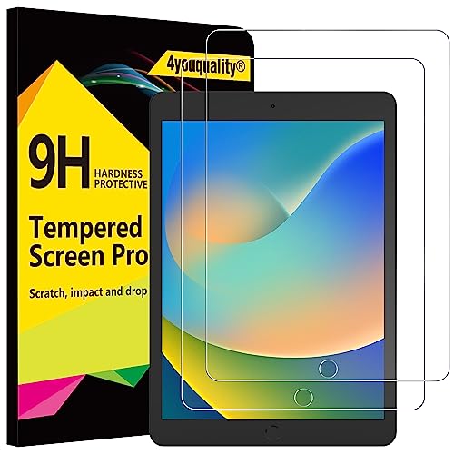 4youquality [2er-Pack Displayschutzfolie für iPad 9 (Modell 2021)/ iPad 8 (Modell 2020)/ iPad 7 (Modell 2019) [10,2 Zoll, 9. / 8. / 7. Generation] Panzerglasfolie, kratzfest, schlagfest von 4youquality