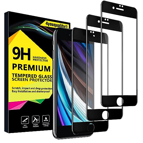 4youquality [3-Pack[Full Coverage] iPhone SE 3/2 (2022/2020 Edition) Displayschutzfolie, Panzerglasfolie [LifetimeSupport] [Vollständige Abdeckung] Displayschutzfolie für iPhone SE 2020 & iPhone SE von 4youquality