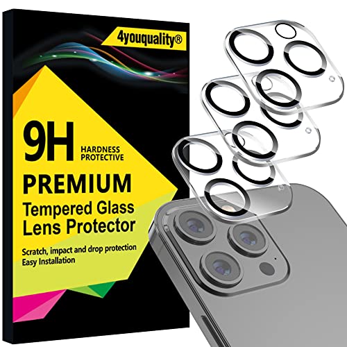 4youquality [3er-Pack Kamera-Objektivschutz für iPhone 13 Pro Max (6,7 Zoll) & iPhone 13 Pro (6,1 Zoll), 9H gehärtetes Glas, [kratzfest] [beeinträchtigt nicht Nachtaufnahmen] von 4youquality