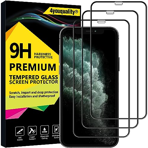 4youquality Displayschutzfolie für iPhone 11 Pro Max und XS Max, vollständige Abdeckung, Panzerglasfolie, 3 Stück von 4youquality