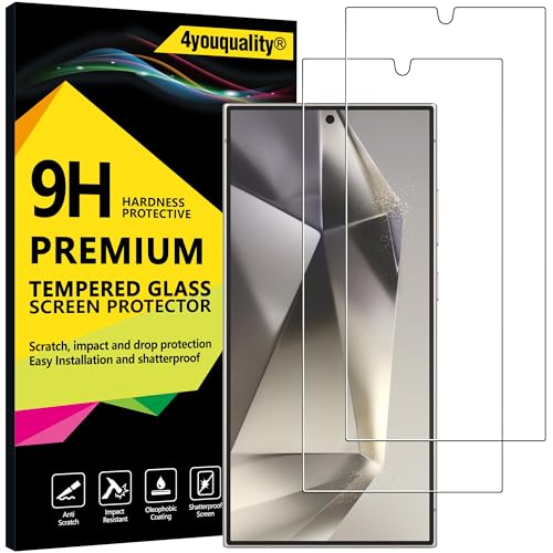 4youquality Displayschutz für Samsung Galaxy S24 Ultra 5G (6,8 Zoll), Panzerglasfolie, 2er-Pack, [Lebenslanger Support][Stoßfest][Kratzfest][Fingerabdruck-ID-kompatibel] von 4youquality