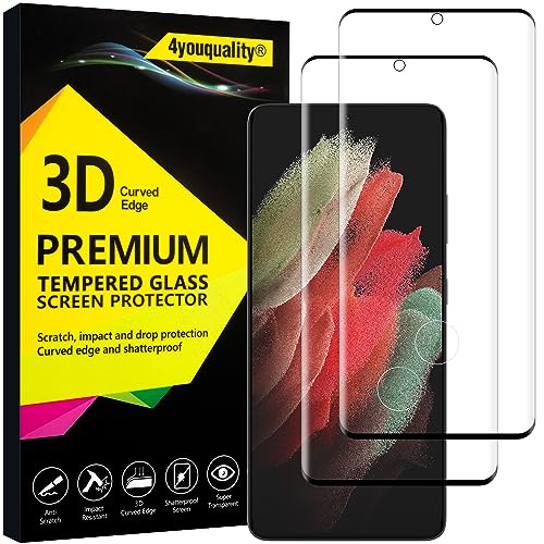 4youquality Displayschutzfolie aus gehärtetem Glas für Samsung Galaxy S21 Ultra, 2 Stück, [LifetimeSupport] [stoßfest] [splitterfest] [kratzfest] von 4youquality