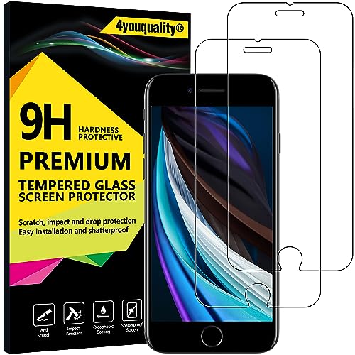 4youquality Displayschutzfolie f眉r iPhone SE 2020, 11,9 cm (4,7 Zoll), geh盲rtete Glasfolie, 2 St眉ck, [ ] [schlagfest] [bruchfest] [Anti-Kratzen] von 4youquality