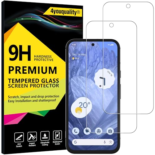 4youquality Displayschutzfolie für Google Pixel 8A (6,1 Zoll), Panzerglas, gehärtetes Glas, 2 Stück, [LifetimeSupport] [stoßfest] [kratzfest] von 4youquality