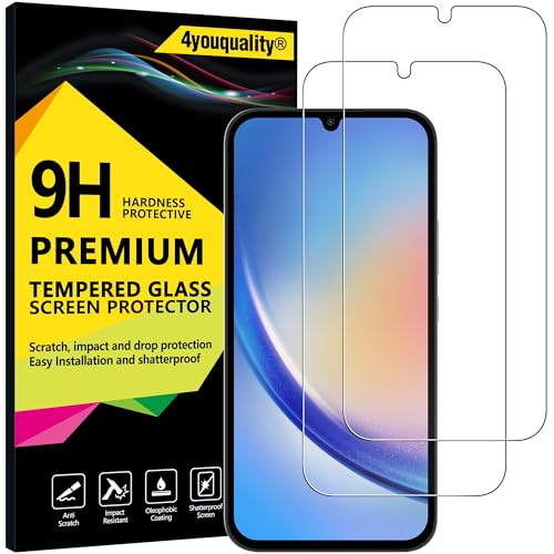 4youquality Displayschutzfolie für Samsung Galaxy A34 5G, 9H Panzerglasfolie, 2er-Pack, [LifetimeSupport][Stoßfest][Anti-Kratzer] von 4youquality