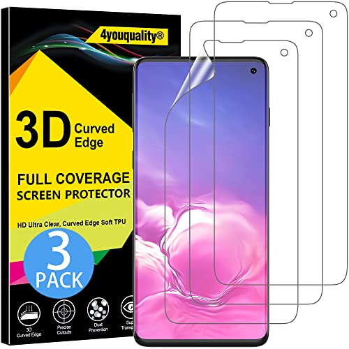 4youquality Displayschutzfolie für Samsung Galaxy S10, TPU, Ultra-HD-Folie, unterstützt Fingerabdruck-Sensor, nicht für S10+, 3 Stück von 4youquality