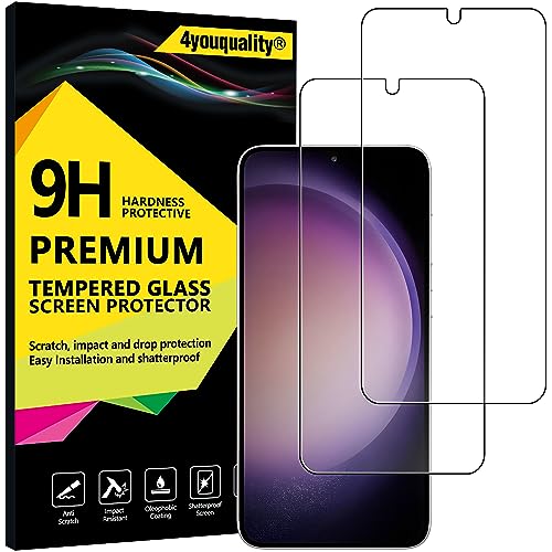 4youquality Displayschutzfolie für Samsung Galaxy S23, gehärtetes Glas, 2 Stück, [LifetimeSupport] [stoßfest] [kratzfest] von 4youquality