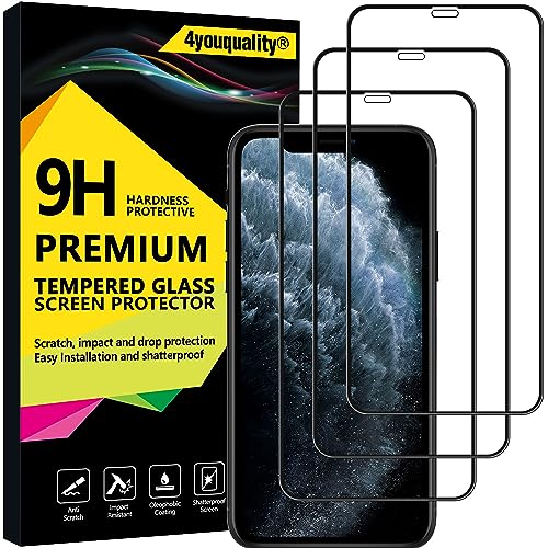 4youquality Displayschutzfolie für iPhone 11 Pro, XS, X, vollständige Abdeckung, Panzerglasfolie, 3 Stück von 4youquality