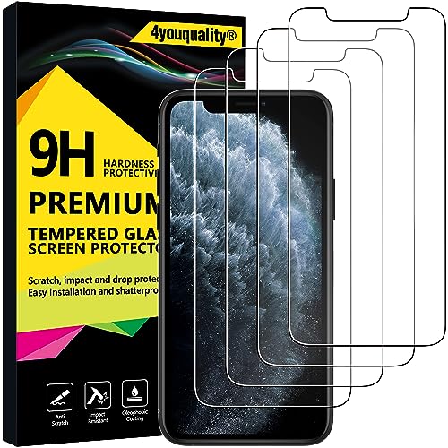 4youquality Displayschutzfolie für iPhone 11 Pro, iPhone Xs und iPhone X, gehärtetes Glas, 14,7 cm (5,8 Zoll), [LifetimeSupport] [kratzfest] [Splitterschutz] von 4youquality