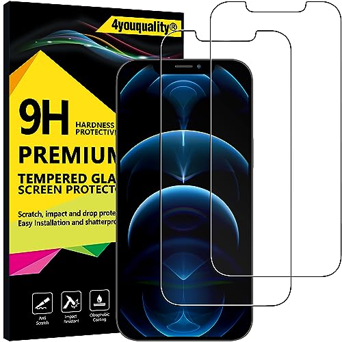 4youquality Displayschutzfolie für iPhone 12 Pro Max (6,7 Zoll), gehärtete Glasfolie, 2 Stück, [schlagfest] [bruchfest] [Anti-Kratzen] von 4youquality