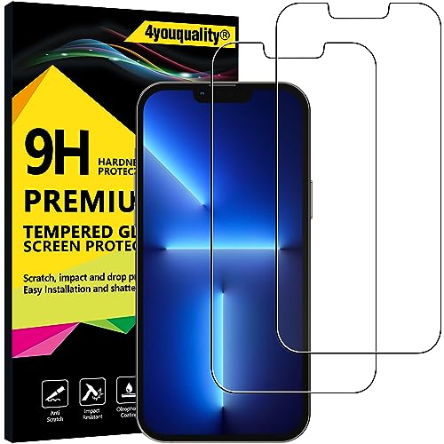 4youquality Displayschutzfolie für iPhone 13 Pro Max & iPhone 14 Plus (6,7 Zoll), Panzerglasfolie, 2er-Pack, [LifetimeSupport] [stoßfest] [Splitterschutz] [Anti-Kratzen] von 4youquality